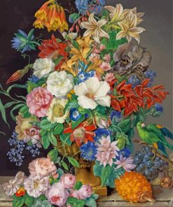 Blumenstuck Mit Ananas Weintrauben Und Papagei By Franz Xaver Paint By Number