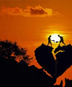 Broken Couple Sunset Silhouette Paint By Number