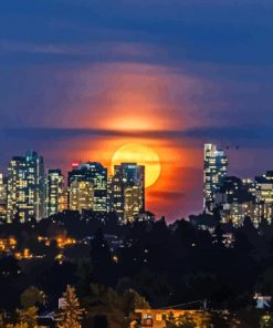 Burnaby Buildings And Moon Paint By Number