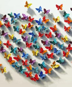 Colorful Buttterflies Heart Paint By Number