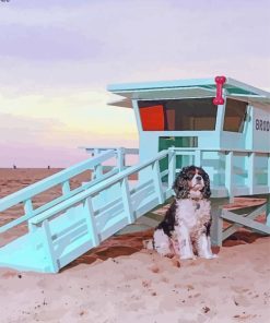 Dogs At The Beach Lifeguard Stand Paint By Number