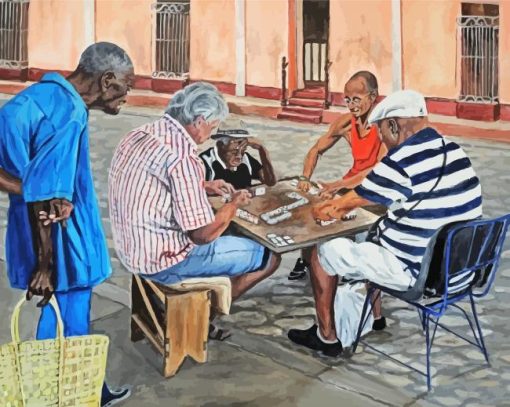 Dominoes Players Art Paint By Number