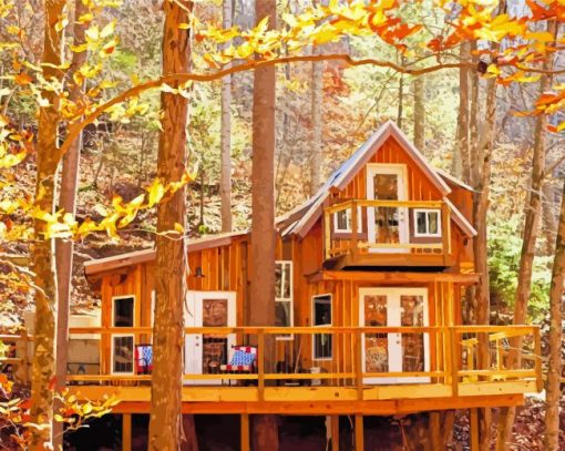 Fall Cabin Paint By Number