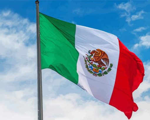 Flying Mexico Flag Paint By Number