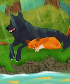 Fox And Black Wolf Paint By Number