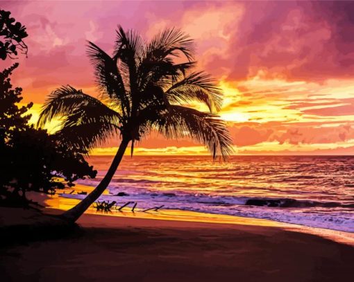 Guadeloupe Beach Sunset Paint By Number