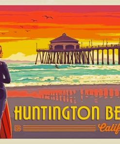 Huntington Beach California Poster Paint By Number