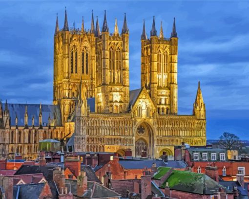 Lincoln Cathedral At Night Paint By Number