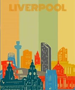 Liverpool Skyline Poster Illustration Paint By Number