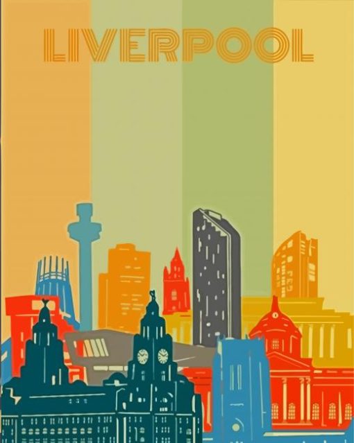 Liverpool Skyline Poster Illustration Paint By Number