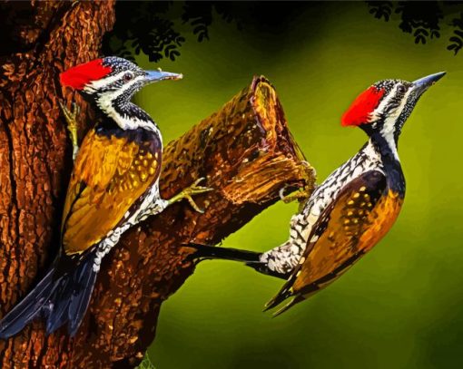 Male And Femal Woodpecker Paint By Number