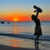 Mother And Son On Beach Sunset Paint By Number