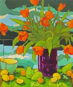 Orange Tulips Vase Paint By Number