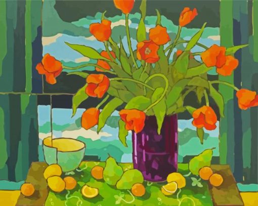 Orange Tulips Vase Paint By Number