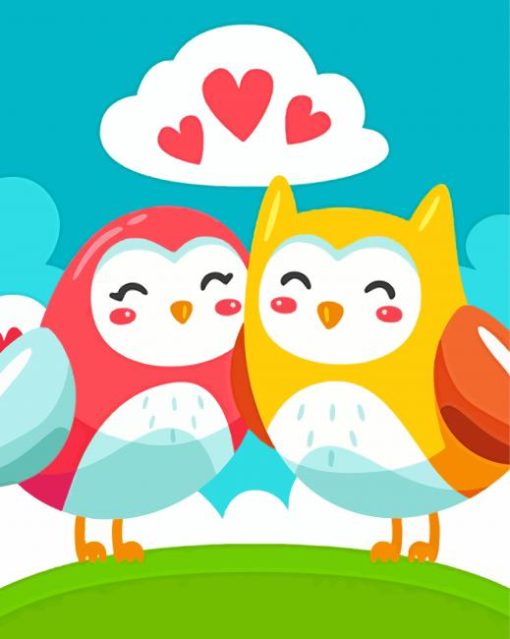 Owl Birds In Love Paint By Number