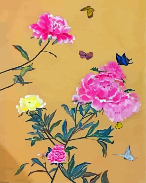 Peonies And Butterflies Art Paint By Number