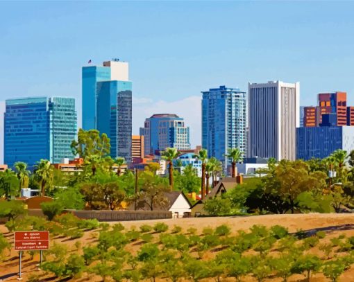 Phoenix City Buildings In Arizona Paint By Number