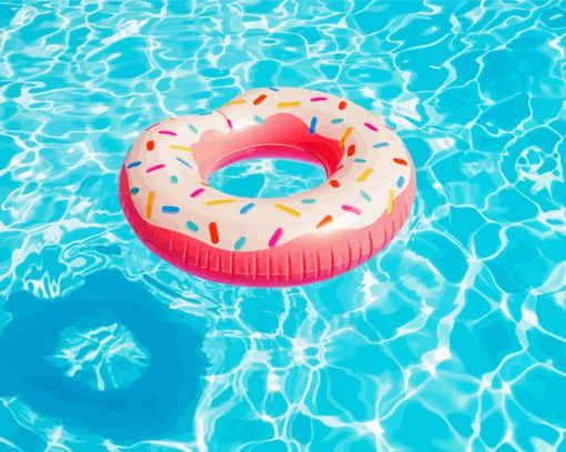 Pink Donut In Pool Art Paint By Number