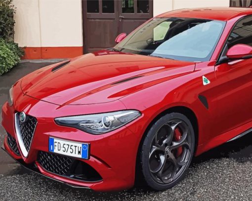 Red Alfa Romeo Giulia Paint By Number