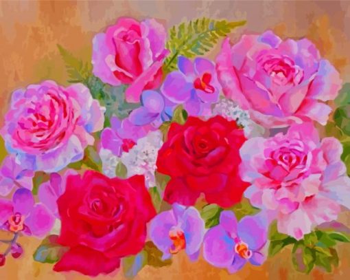 Roses And Orchids Art Paint By Number