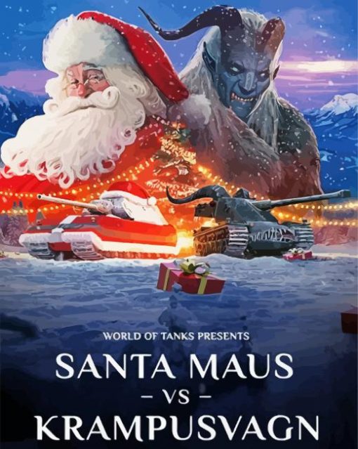 Santa Vs Krampus Poster Paint By Number