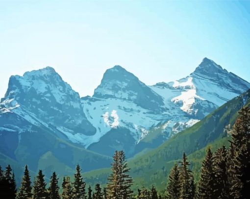 Snowy Three Sisters Mountains Paint By Number