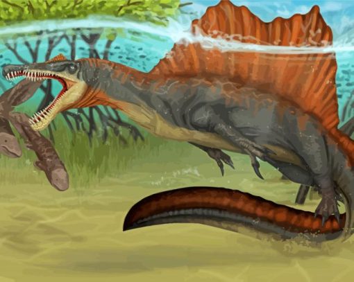 Spinosaurus Dinosaur Underwater Paint By Number