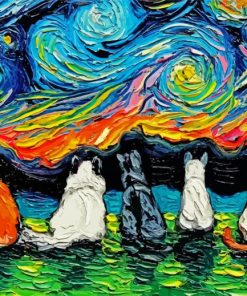 Starry Night Cats Paint By Number