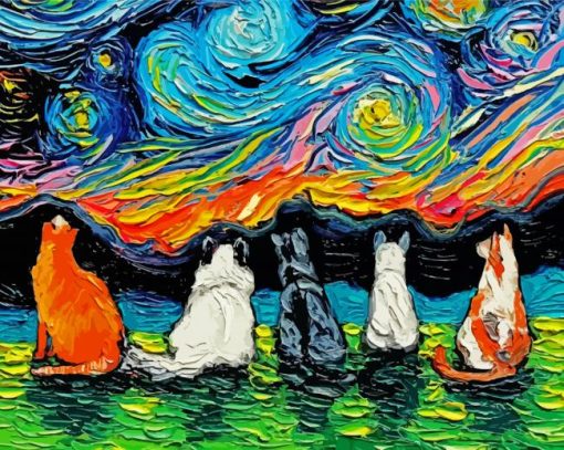 Starry Night Cats Paint By Number