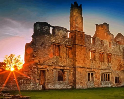 Sunset At Agglestone Abbey Barnard Castle Paint By Number