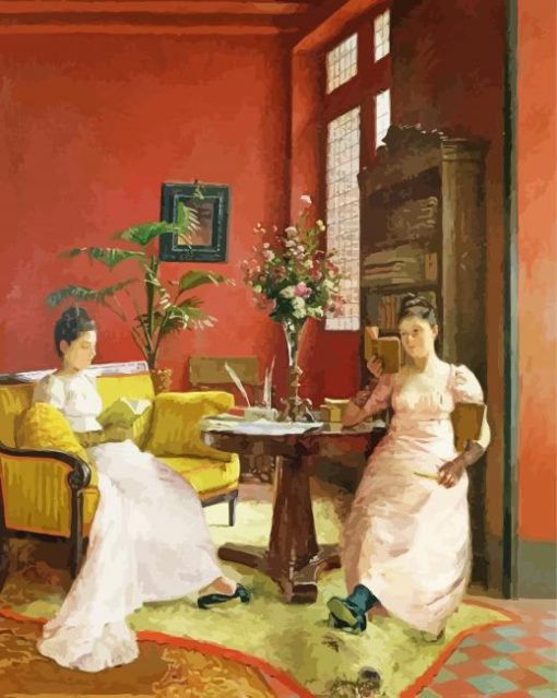 Two Women Reading Paint By Number