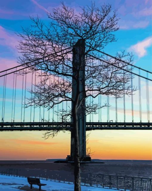 Verazzano Bridge And Tree Paint By Number