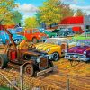 Vintage Old Cars In Yard Paint By Number