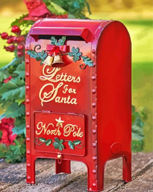 Vintage Red Post Box Paint By Number