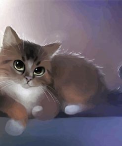 White Brown Cat Paint By Number