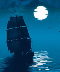 Whydah Ship Silhouette Moonlight Paint By Number