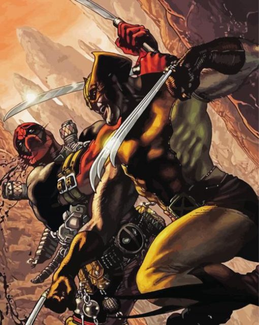 Wolverine Vs Deadpool Fight Paint By Number