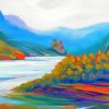 Abstract Hood River Landscape Paint By Number