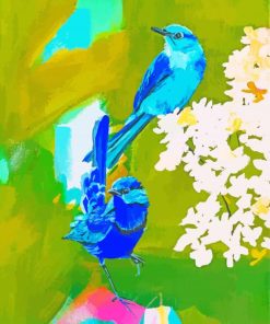 Abstract Blue Birds Paint By Number