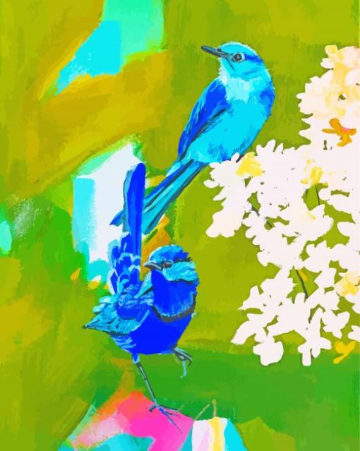 Abstract Blue Birds Paint By Number