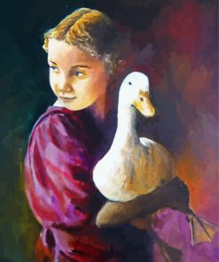 Aesthetic Girl And Duck Illustration Paint By Number