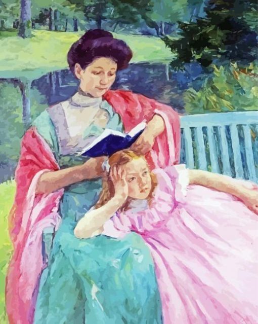 Aesthetic Mother Reading To Her Daughter Paint By Number
