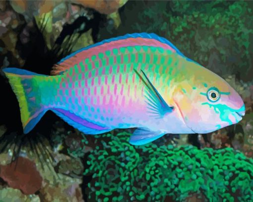 Aesthetic Parrot Fish Art Paint By Number