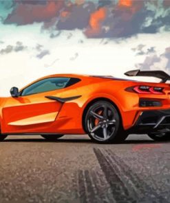 Aesthetic Orange Chevy Corvette Stingray Paint By Number