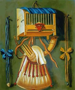 Bird Cage And Hunting Equipment Art Paint By Number