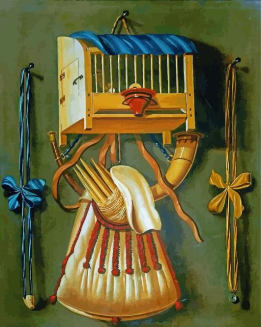 Bird Cage And Hunting Equipment Art Paint By Number