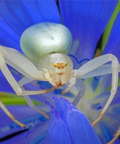 Blue Flower With Spider Paint By Number