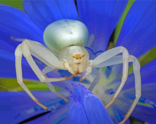 Blue Flower With Spider Paint By Number