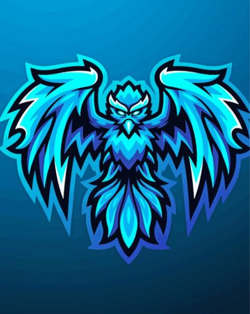 Blue Phoenix Mascot Logo Paint By Number