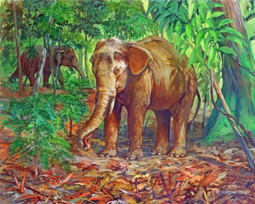 Borneo Elephants Art Paint By Number